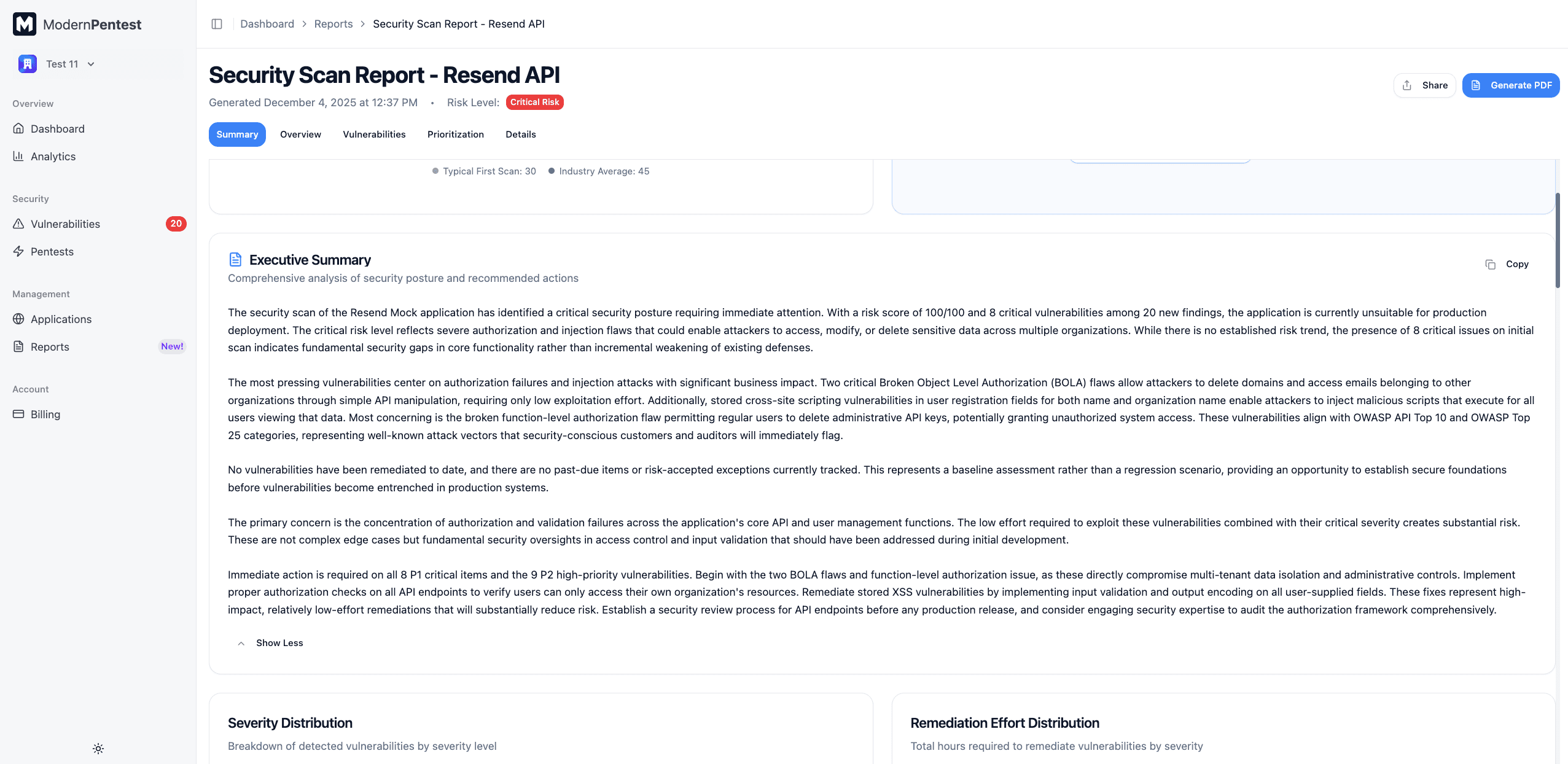 Screenshot: Brief summary section