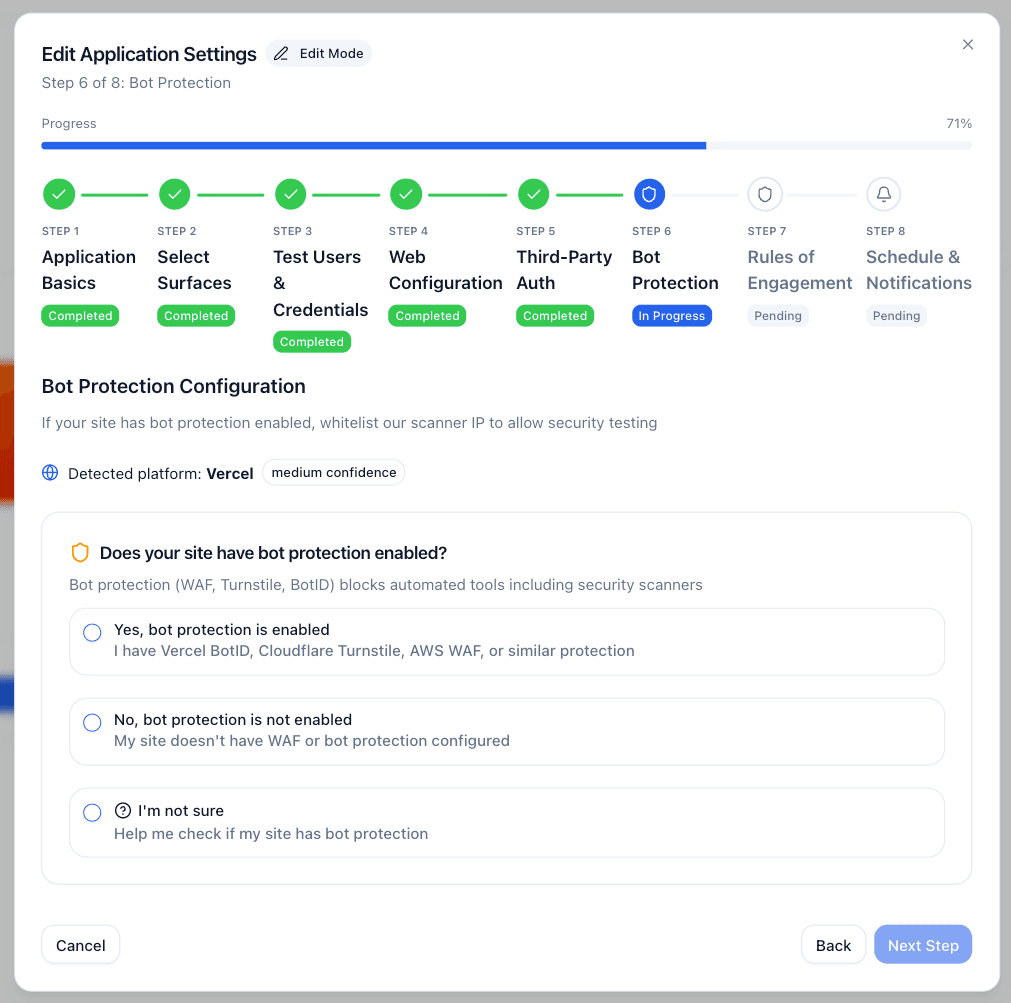 IP address displayed in ModernPentest dashboard