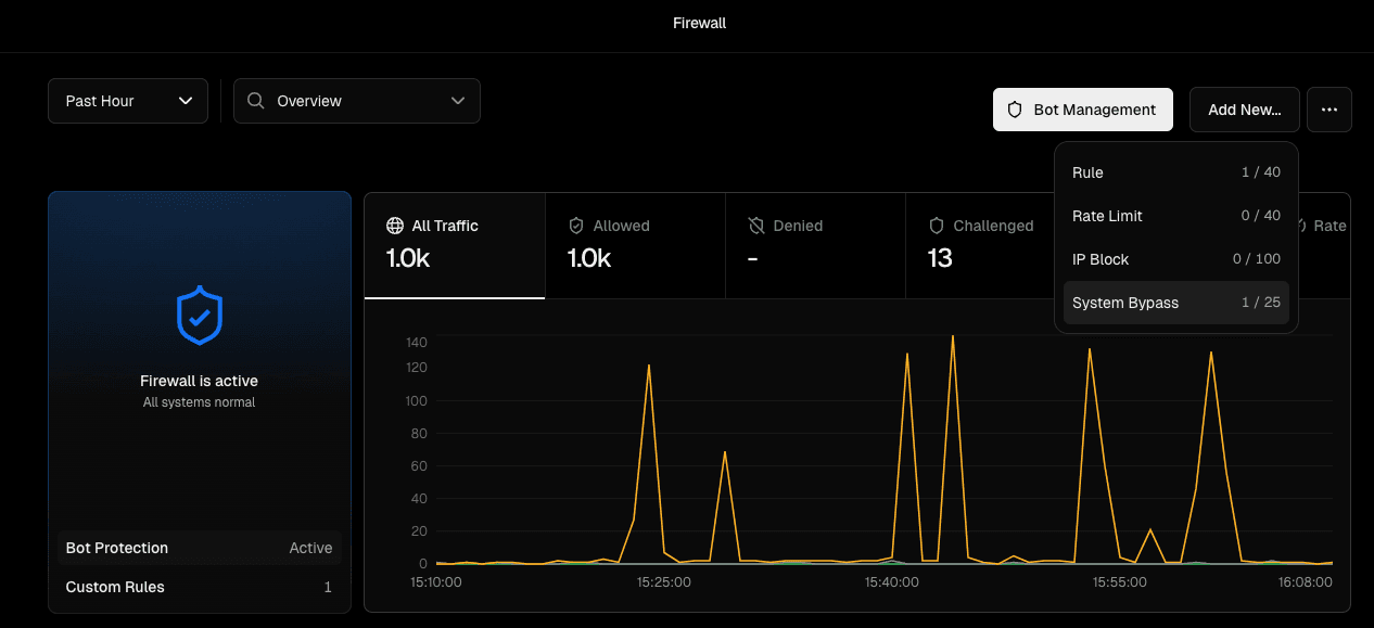 Vercel Firewall Rules page