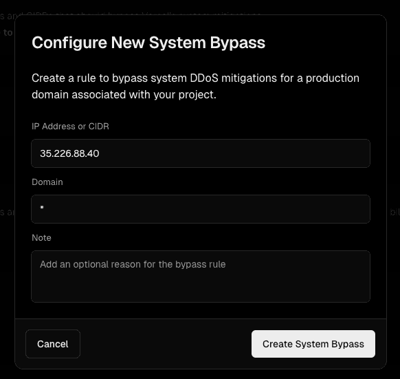 Vercel rule condition configuration
