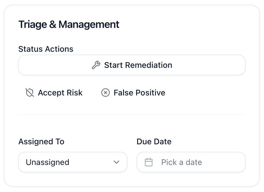 Screenshot: Triage controls